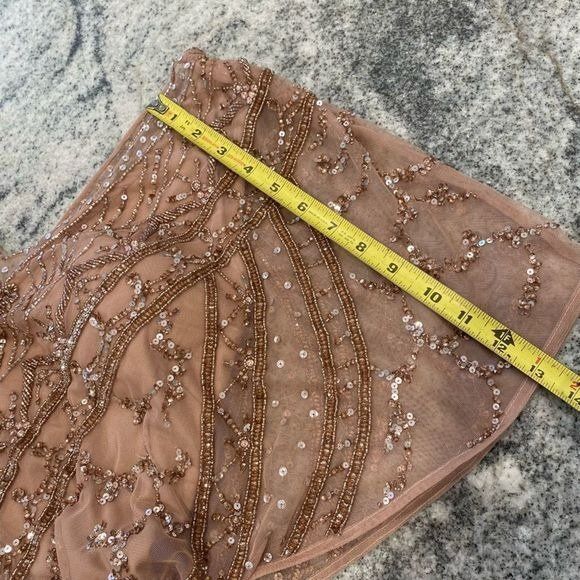 Christina Wu Beaded Rose Gold Size 16 Gown XL Dress Elegance 17943 - Picture 9 of 10